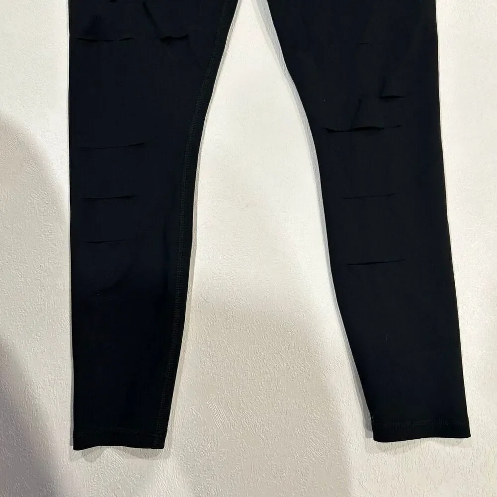 Alo Yoga High Waist Slash Leggings XS Black Cutout Detail